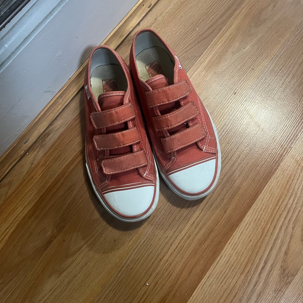 Vans orange and White Sneakers with Velcro Straps